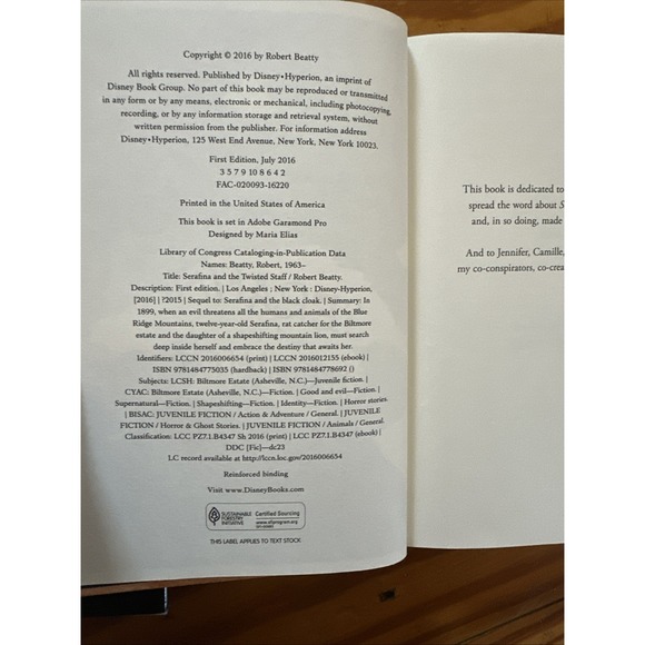 Serafina and the Black Cloak and Twisted Staff /2 Books Robert Beatty Disney 1st - Picture 9 of 12